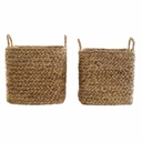 Juego de Cestas DKD Home Decor Marrón Natural Junco (2 Piezas)