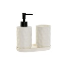 Bath Set Home ESPRIT White ABS Dolomite 17,5 x 9,5 x 18 cm 3 Pieces