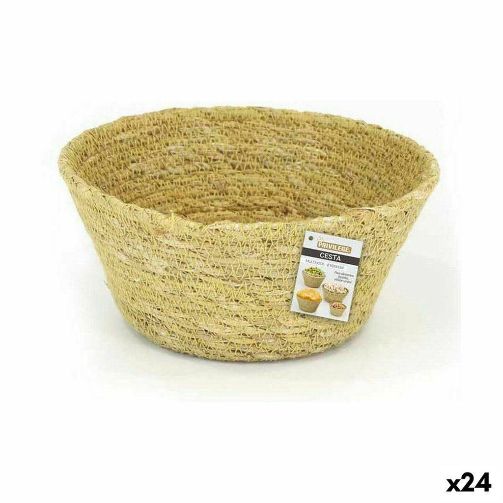 Cesta Multiusos Privilege Hierba marina Redondo Redonda 18 x 8 cm (24 Unidades)