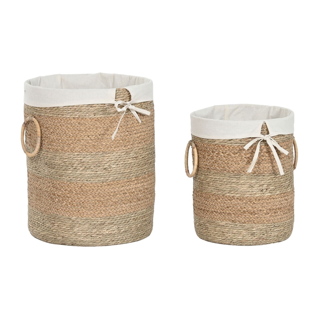 Basket set Home ESPRIT Cream Natural Seagrass (2 Pieces)