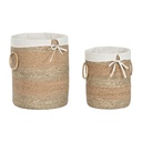 Juego de Cestas Home ESPRIT Crema Natural Hierba marina Tropical (2 Piezas)