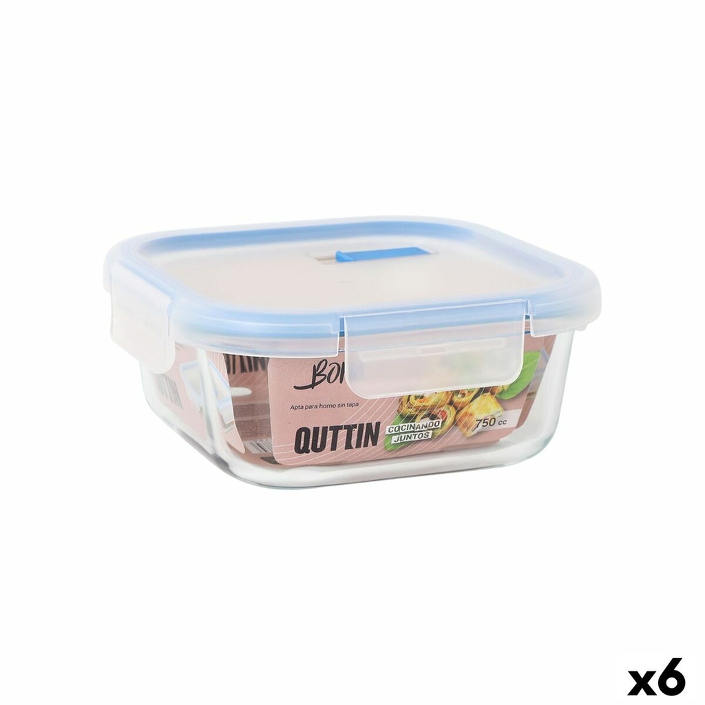 Fiambrera Hermética Quttin Boho Transparente 750 ml (6 Unidades)