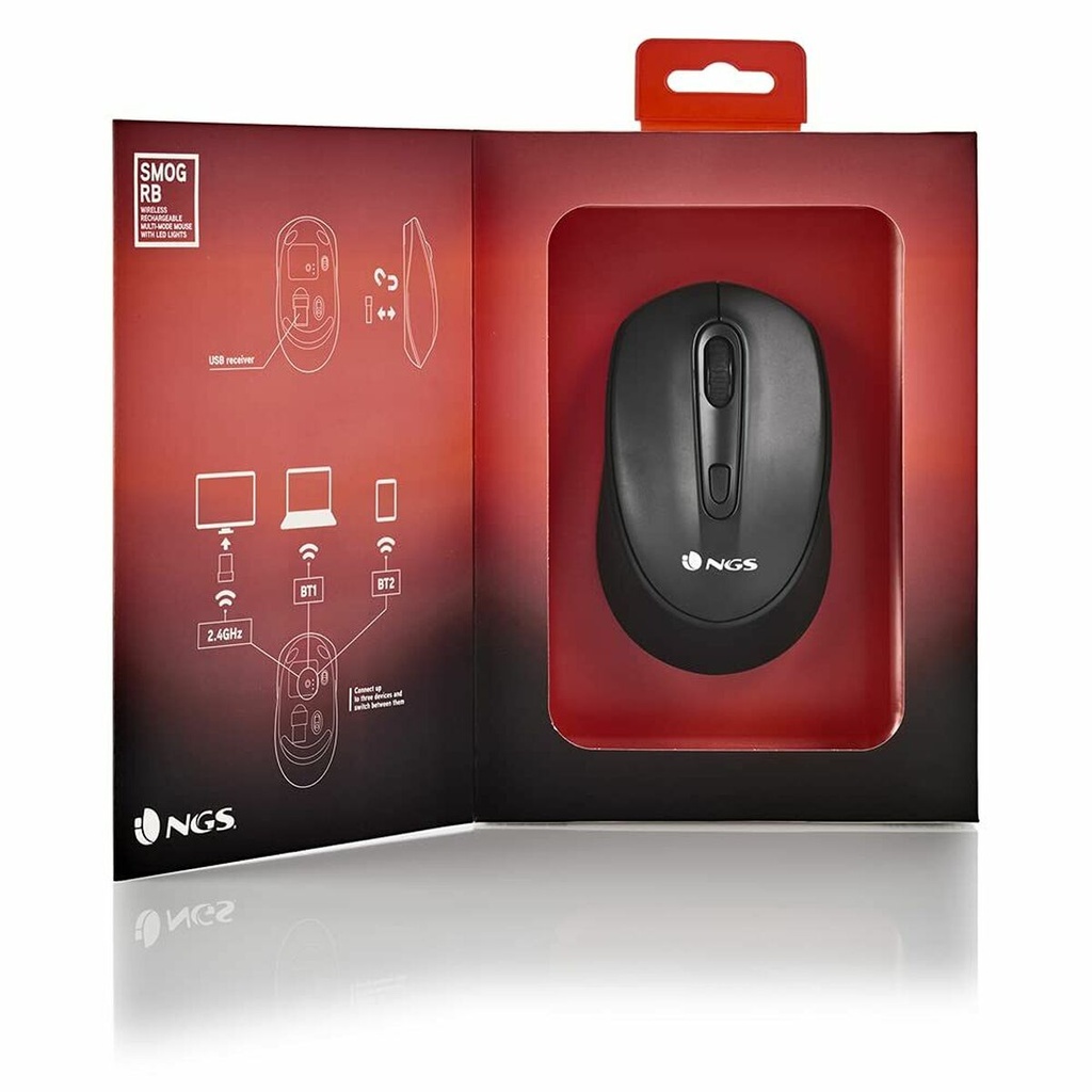 Ratón NGS SMOG-RB Negro 2400 dpi Inalámbrico (1 unidad)
