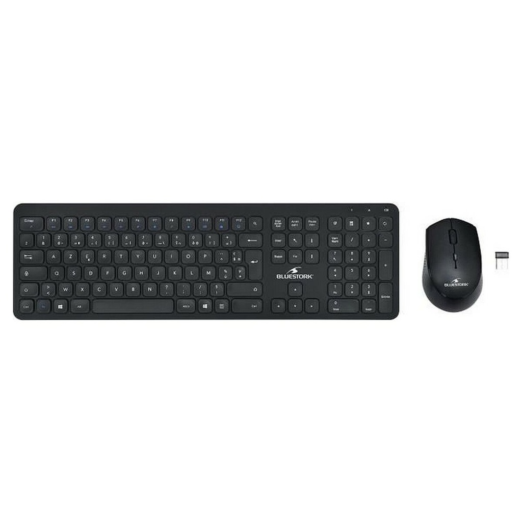 Teclado y Ratón Bluestork Easy Slim AZERTY Negro Francés