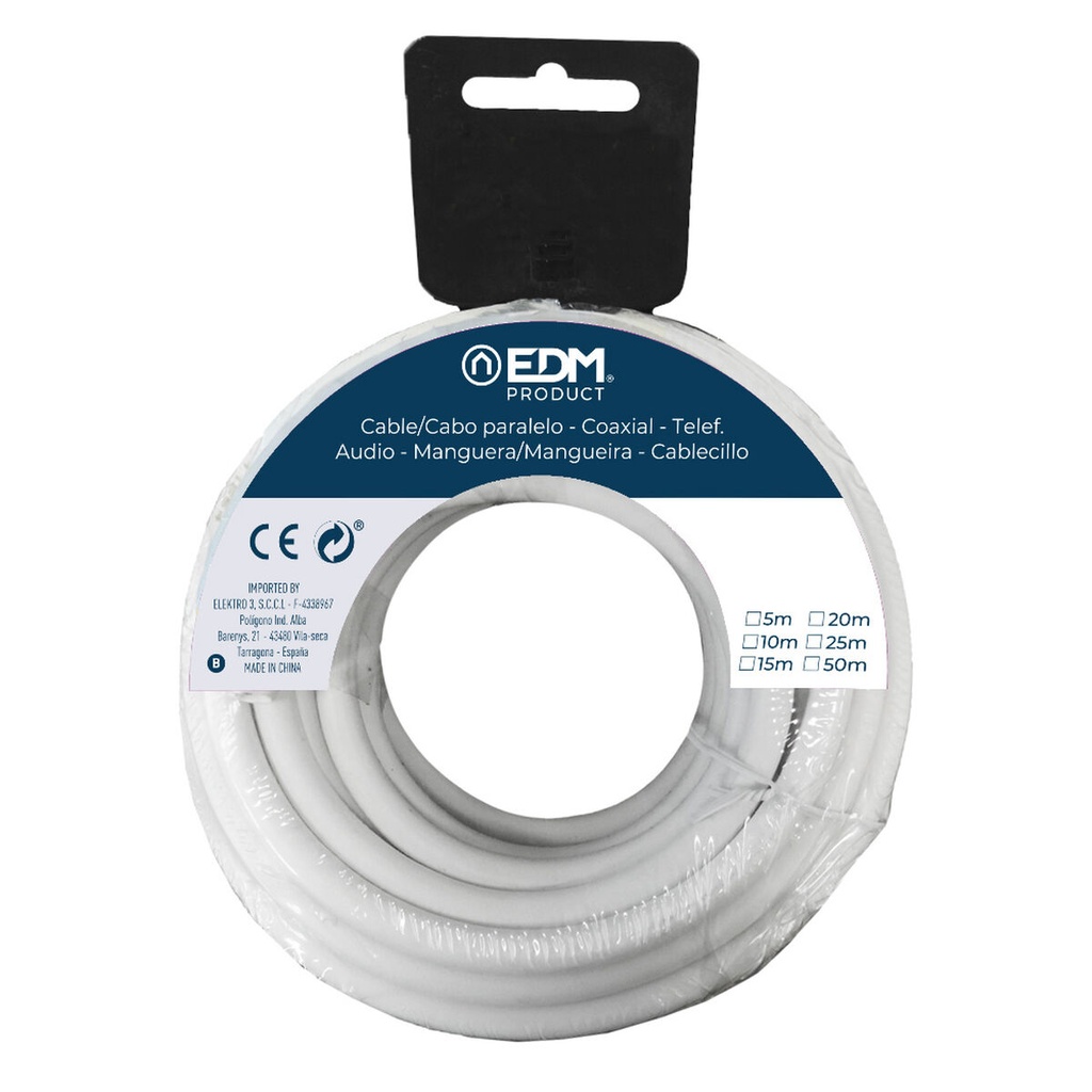 Cable de Interfaz Paralelo EDM 28099 28099 Blanco 25 m 3 x 1,5 mm