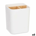 Portacepillos de Dientes Berilo B9041-WHITE Blanco Bambú Polipropileno 9 x 11 x 9 cm (6 Unidades)