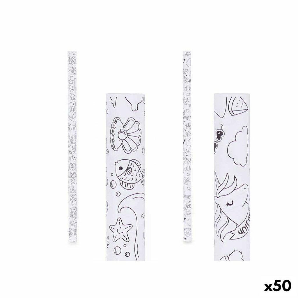 Papel de Regalo Pincello 80GR - COLOREAR Blanco 70 x 150 cm (50 Unidades)