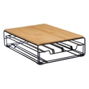 Organizador de Cápsulas de Café Kinvara W6358S-B NESPRESSO L Marrón Negro Metal Bambú 21 x 57 x 8,5 cm
