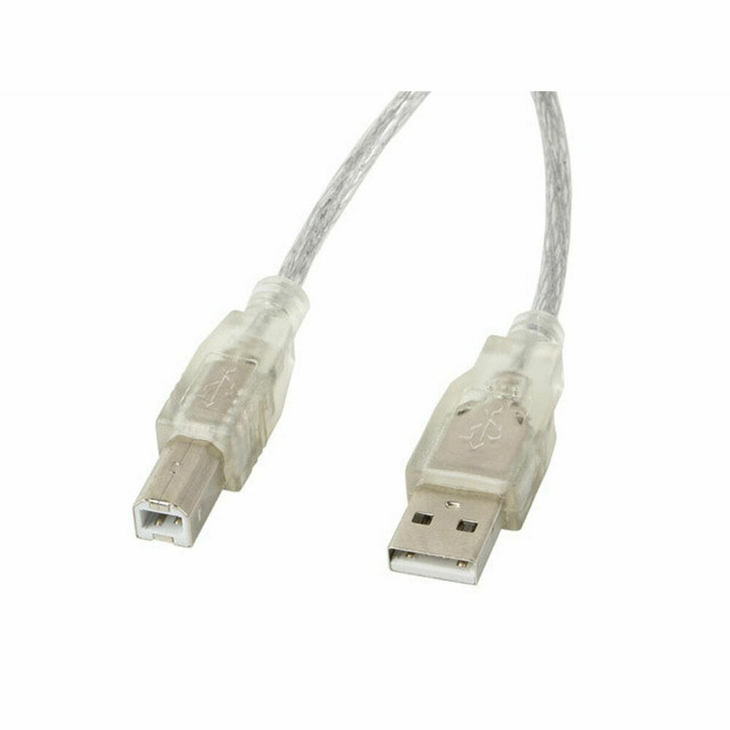 Cable USB A a USB B Lanberg CA-USBA-12CC-0018-TR 1,8 m 480 Mbit/s Blanco Transparente 1,8 m