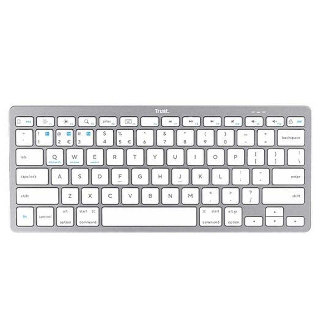 Teclado Trust Blanco Plateado Qwerty Español