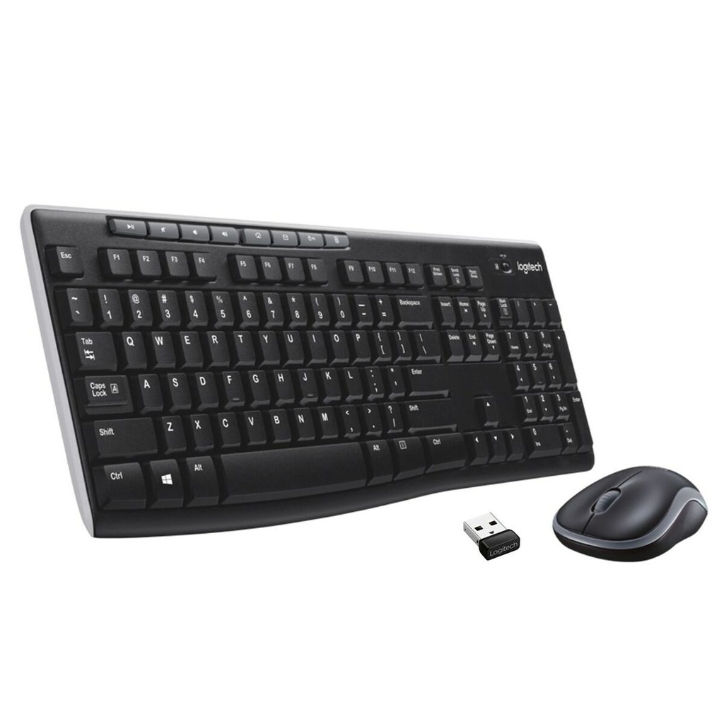 Teclado y Ratón Inalámbrico Logitech MK270 Negro Plateado Qwerty US