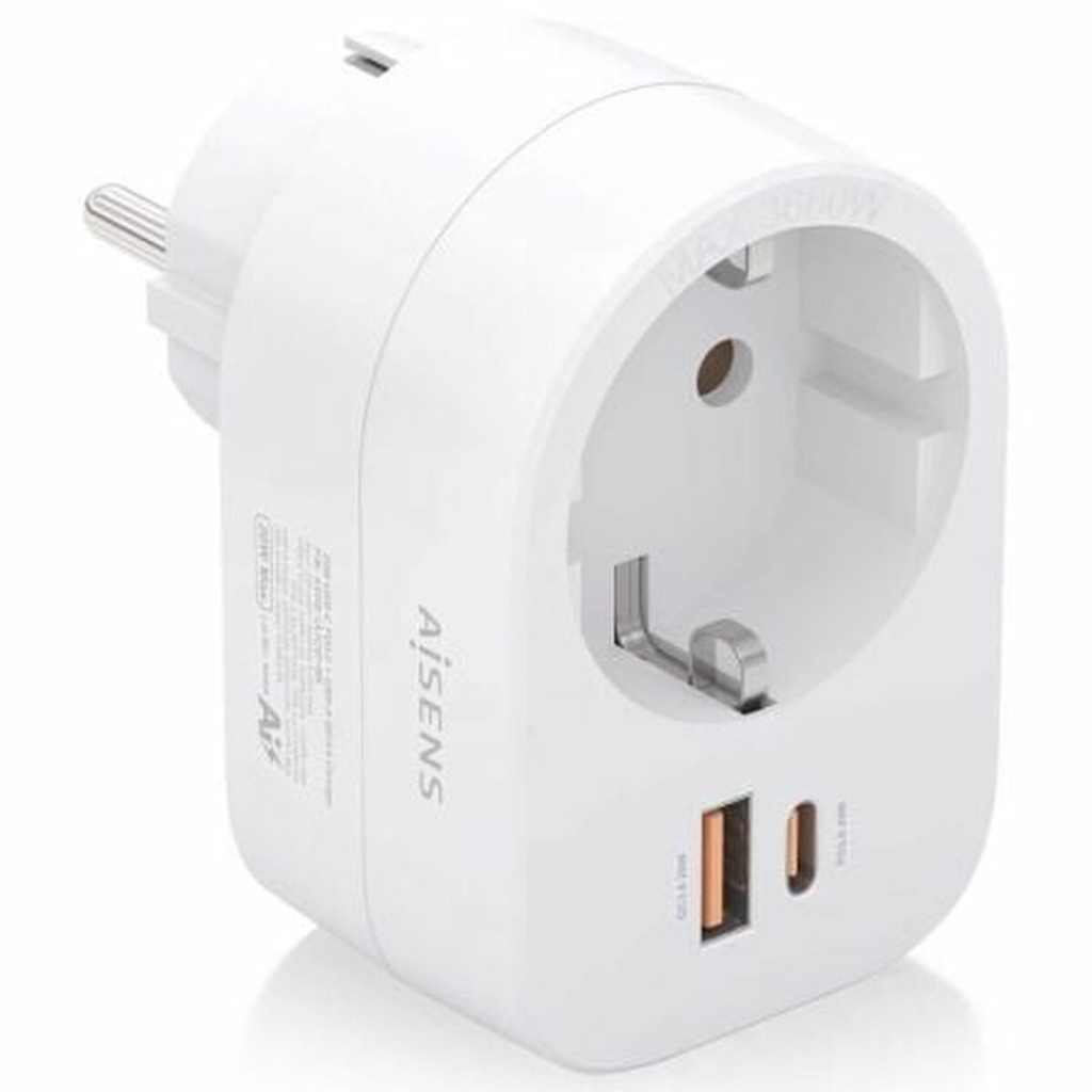 Plug adapter Aisens ASPS-1A1C06-W 3680 W 100-250 V 16 A