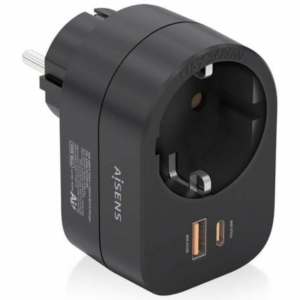 Ladrón de enchufe Aisens ASPS-1A1C07-BK 3680 W 100-250 V 16 A