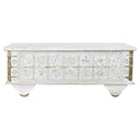 Mesa auxiliar DKD Home Decor MB-182010 Blanco Dorado Metal Madera de mango 115 x 60 x 45 cm