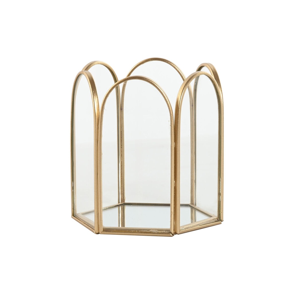 Caja-Joyero Home ESPRIT Dorado Metal Cristal 9,2 X 8,2 X 9,5 cm