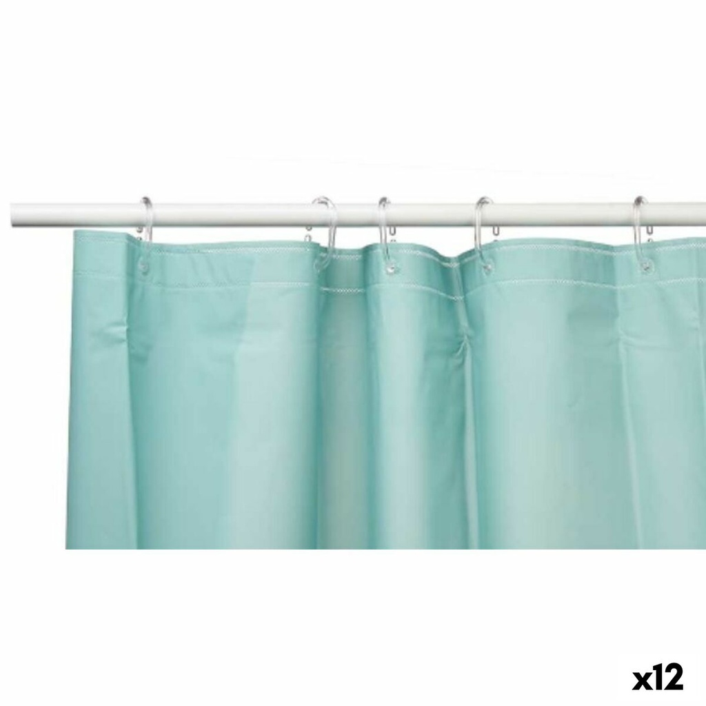 Shower Curtain Berilo SC-MIX-01-GREEN Green Polyethylene EVA 180 x 180 cm (12 Units)