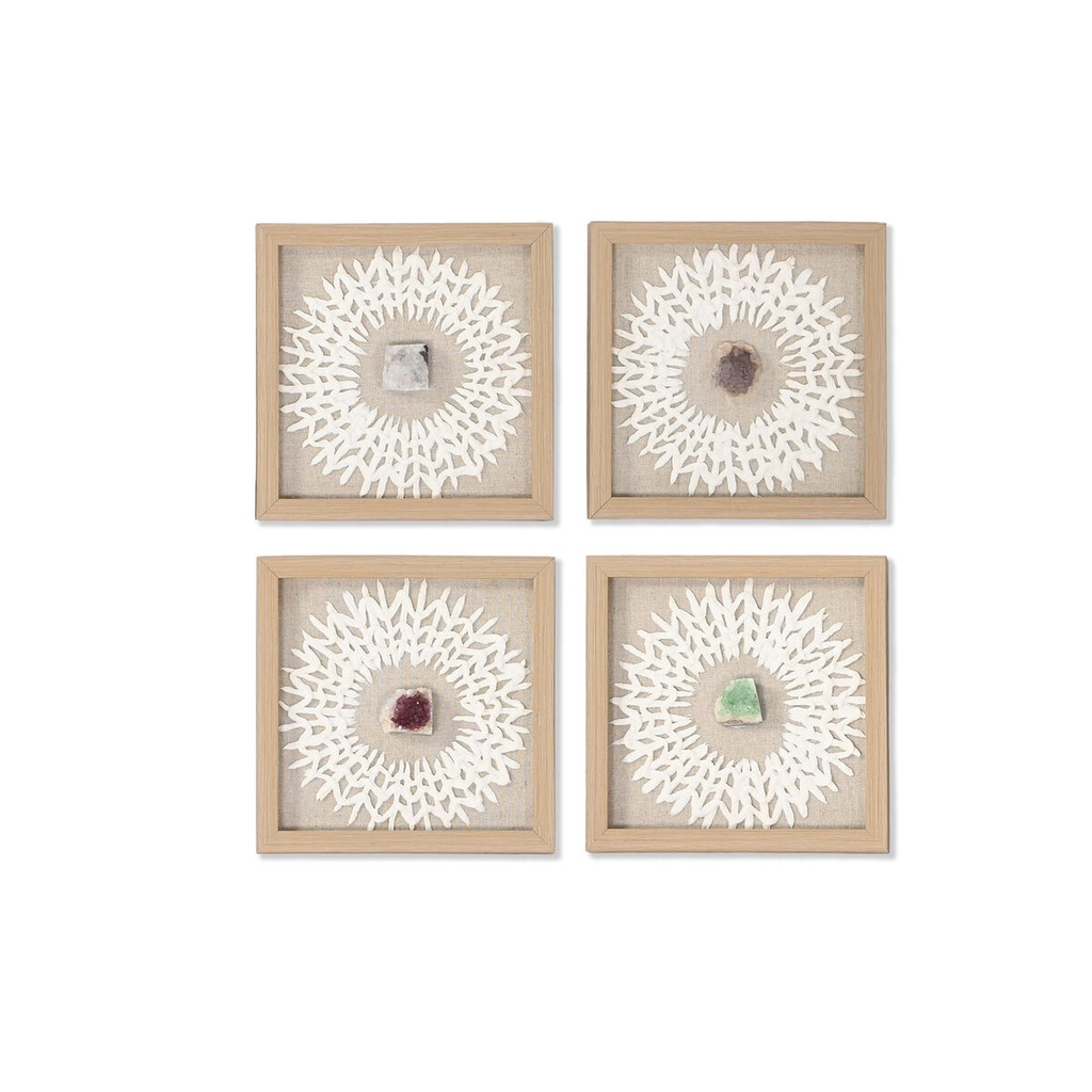 Set of 4 pictures Home ESPRIT Paper Crystal 22 x 2 x 22 cm