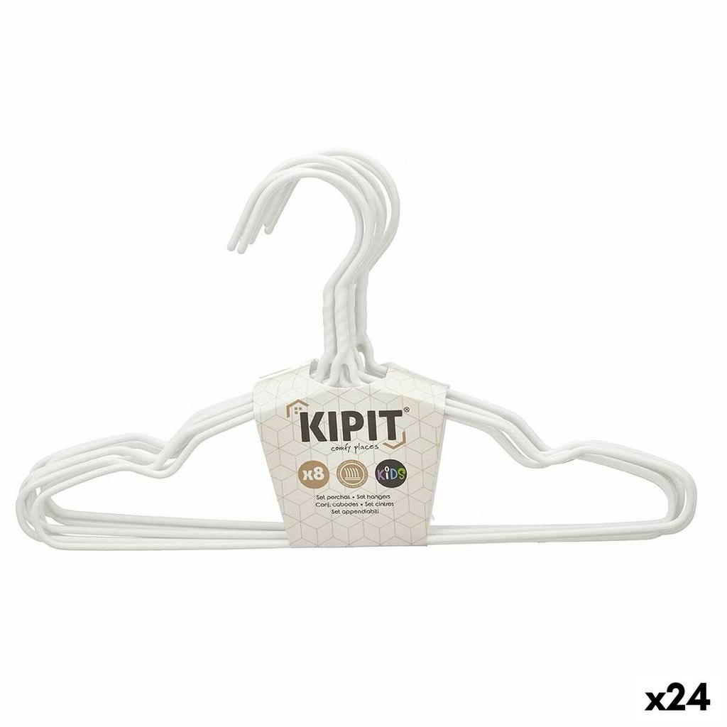 Set of Clothes Hangers Kipit 29100192 White Metal Silicone Children's 30 x 18 x 1 cm (24 Units)