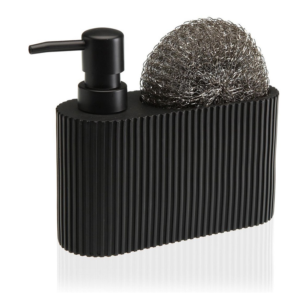 2-in-1 Soap Dispenser for the Kitchen Sink Versa Resin Ceramic 5,5 x 15,5 x 16,5 cm Black