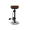 Taburete DKD Home Decor Negro Cuero Metal Marrón claro (44 x 38 x 82 cm)