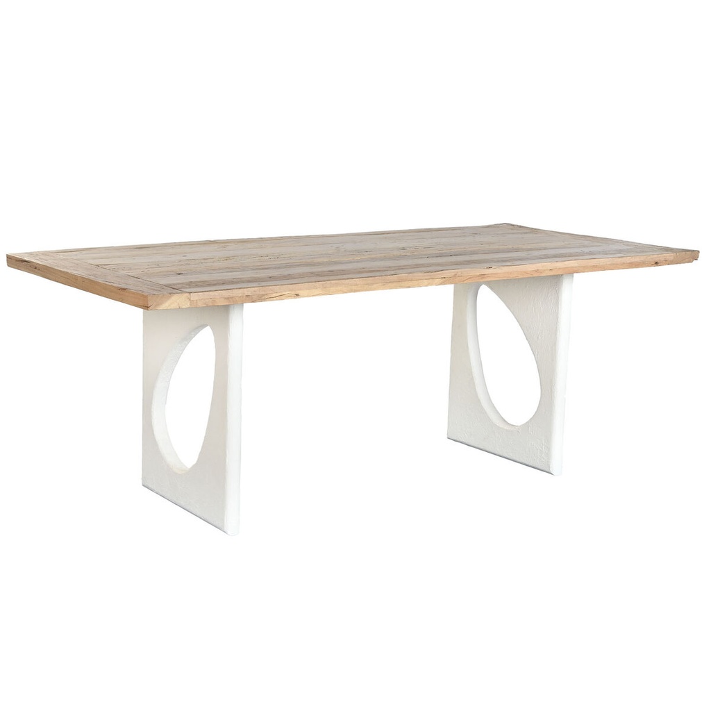 Dining Table Home ESPRIT White Natural Recycled Wood Mango wood 200 x 100 x 77 cm 200,5 x 100,5 x 77 cm