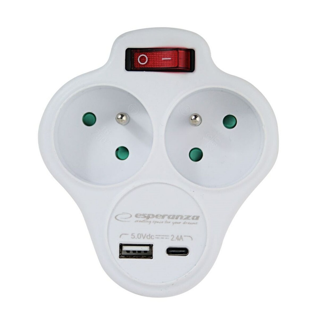 Ladrón de enchufe Esperanza ELK311W 2 Enchufes