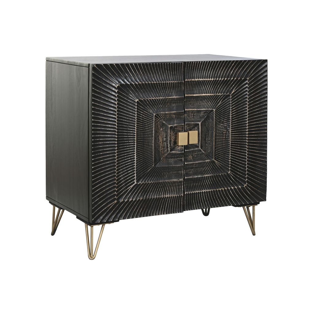 Aparador Home ESPRIT Negro Dorado Metal Madera de mango 81 x 45 x 75 cm