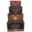 Set of decorative boxes Home ESPRIT Multicolour Wood Canvas