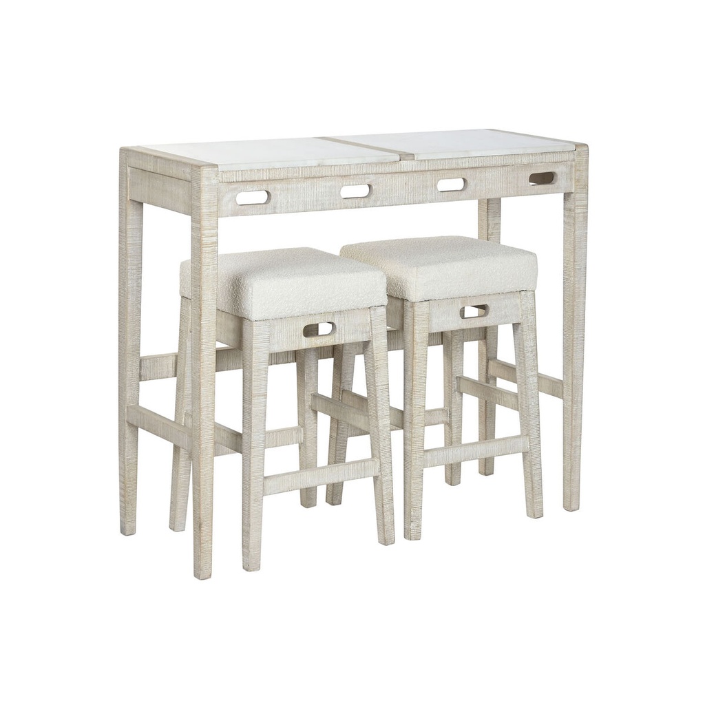 Conjunto de Mesa con Sillas Home ESPRIT Blanco Natural 112 x 40 x 96 cm