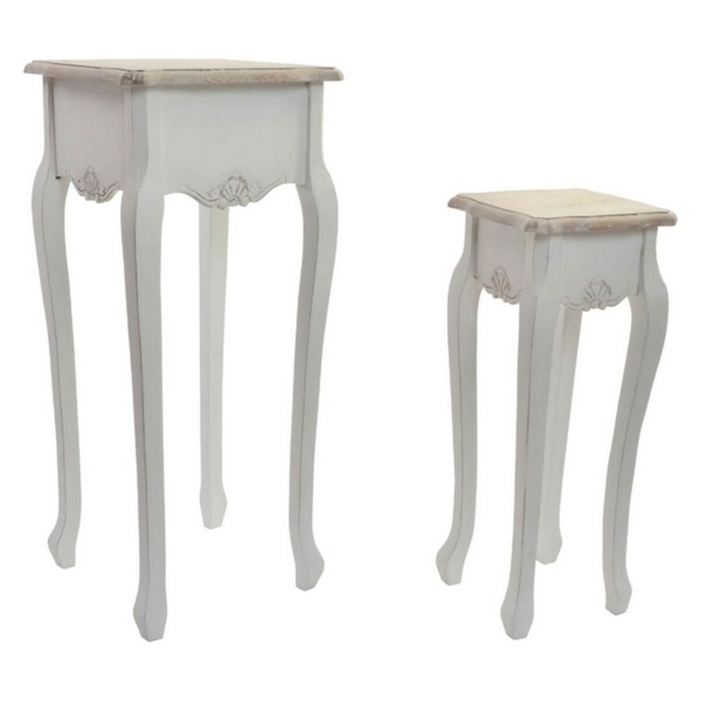 Mesa auxiliar DKD Home Decor Versalles Abeto Madera Blanco 35 x 35 x 80 cm
