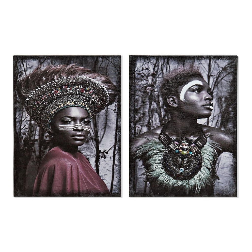 Cuadro DKD Home Decor Africana Colonial (30 x 1,8 x 40 cm) (2 Unidades) 30 x 1.8 x 40 cm (2 pcs)