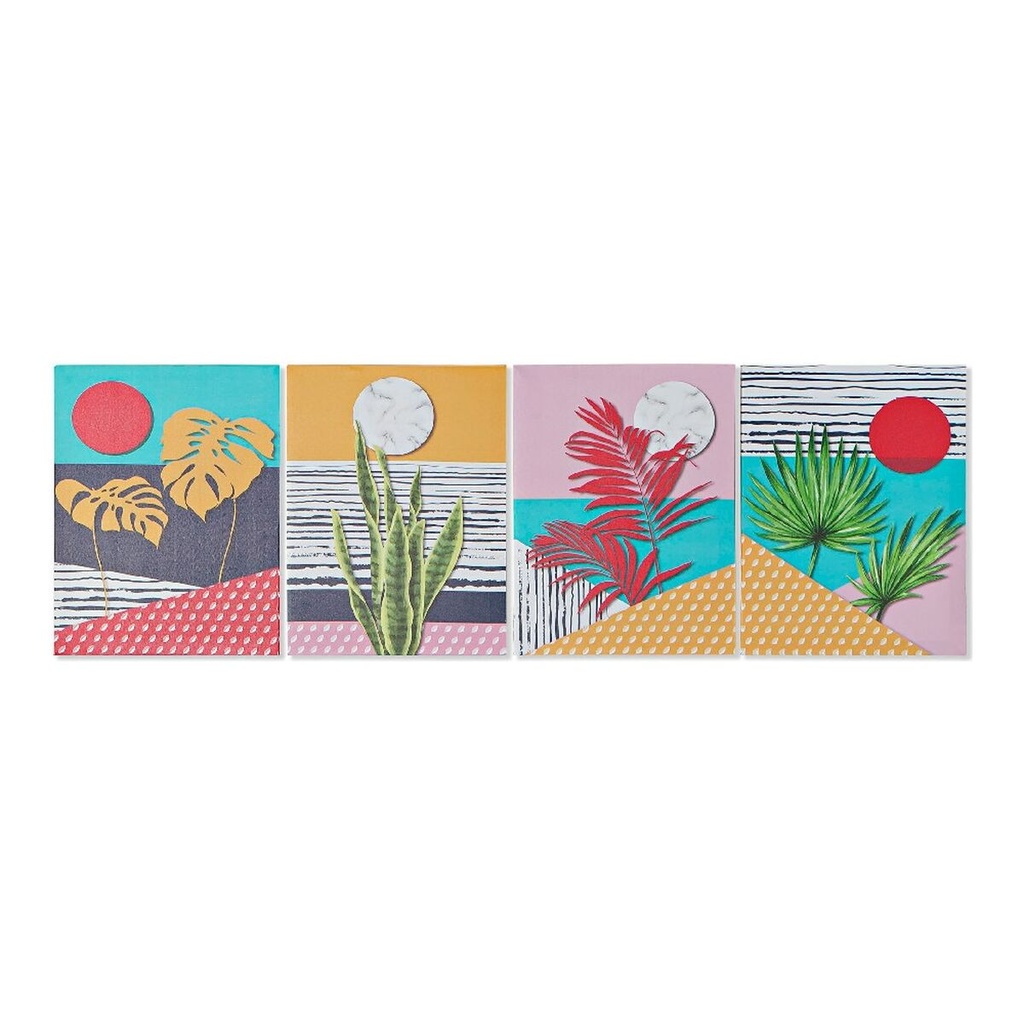 Lienzo DKD Home Decor Tropical Lienzo Madera MDF 30 x 1,8 x 40 cm