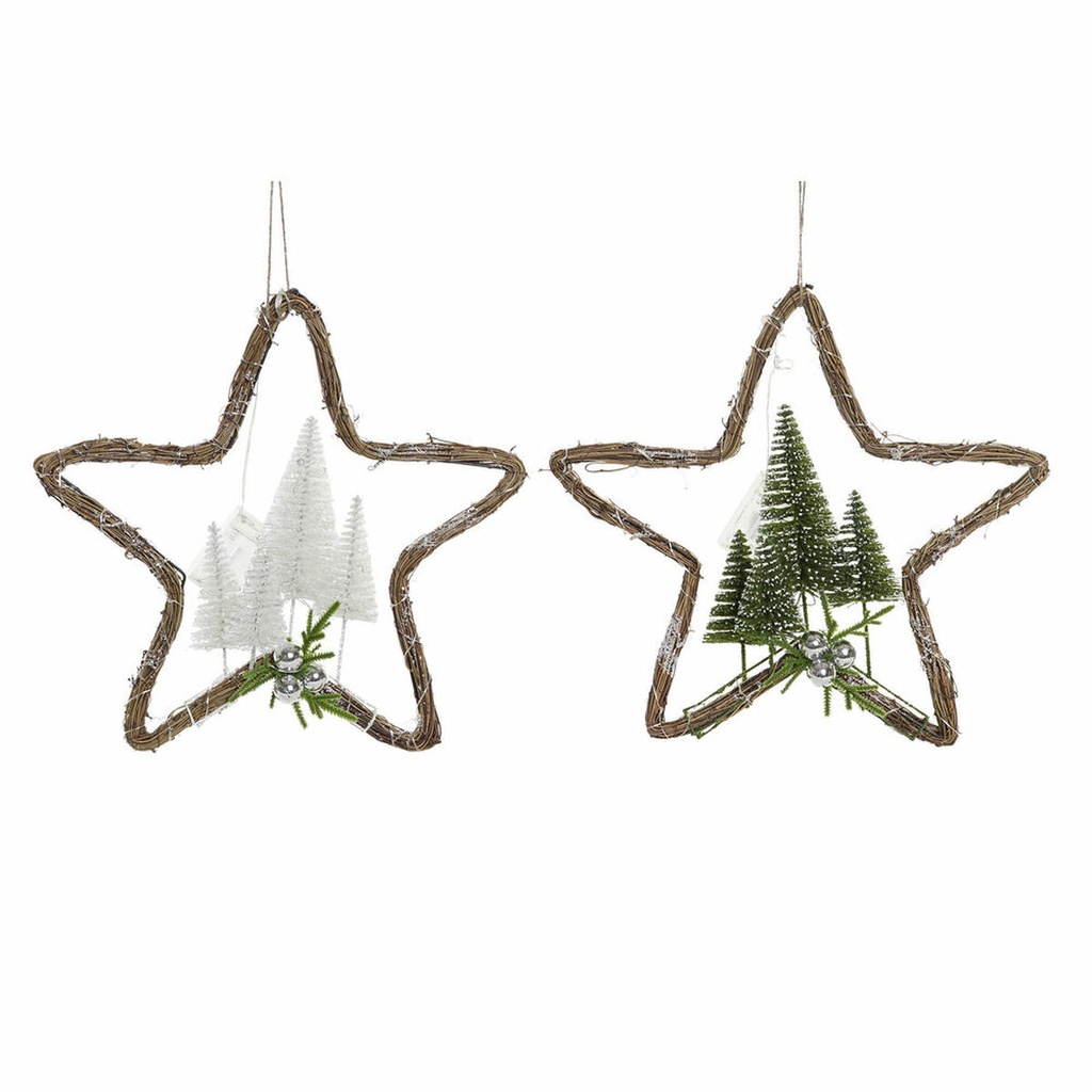 Adorno Navideño DKD Home Decor Ratán (2 pcs) (43 x 10 x 43 cm)