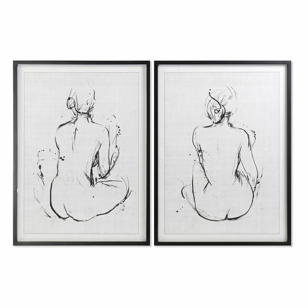 Cuadro DKD Home Decor 70 x 2,5 x 90 cm Mujer Moderno (2 Unidades)