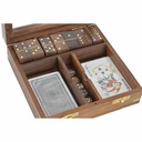 Wooden Game DKD Home Decor Sheesham Brown Golden 17 x 17 x 5,5 cm 4 Pieces