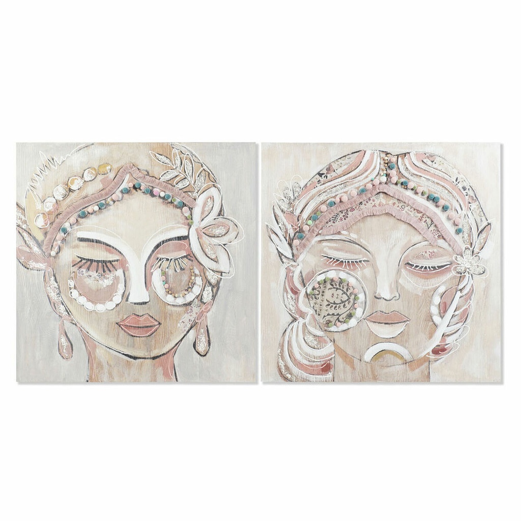 Cuadro DKD Home Decor Cara Colonial (90 x 3,7 x 90 cm) (2 Unidades)