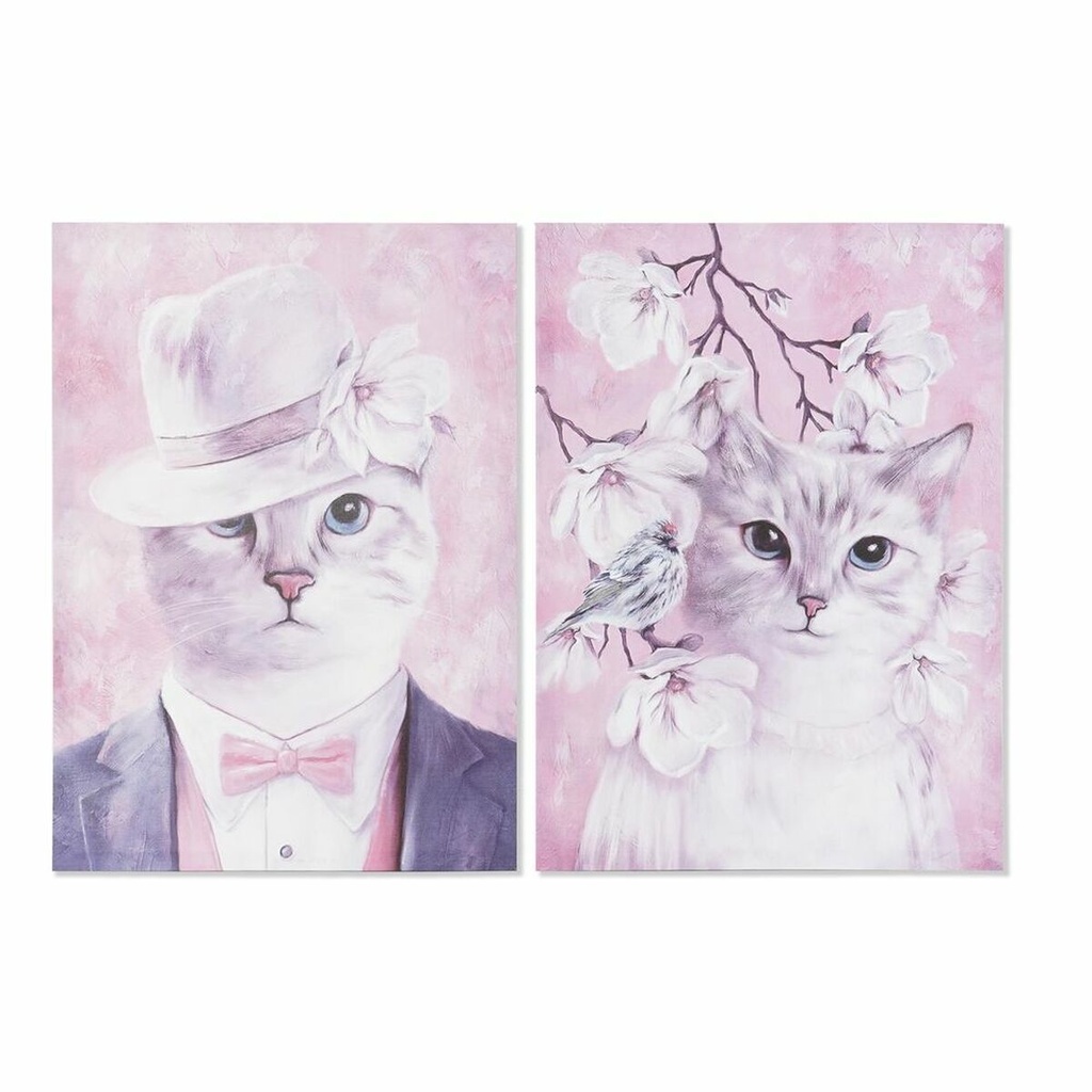 Cuadro DKD Home Decor Gato (50 x 1,8 x 70 cm) (2 Unidades)