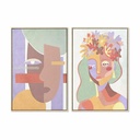Cuadro DKD Home Decor 63 x 4 x 93 cm Mujer Urbano (2 Unidades)