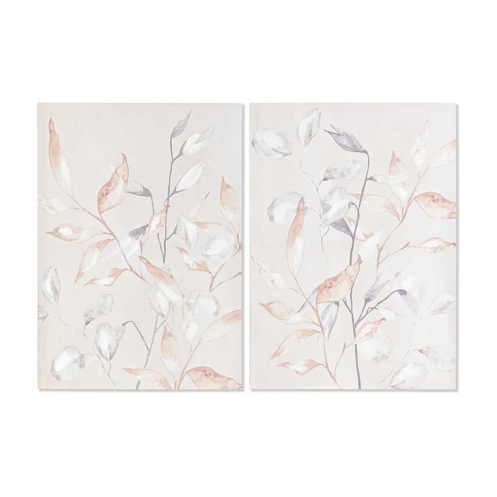 Cuadro DKD Home Decor Hoja de planta (2 Unidades) (50 x 3 x 70 cm)
