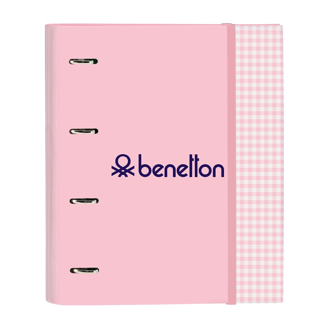 Carpeta de anillas Benetton Vichy A4 Rosa (27 x 32 x 3.5 cm)