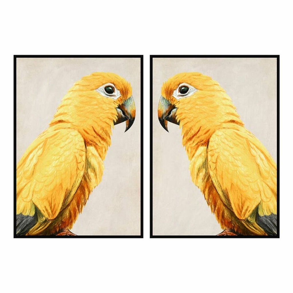 Cuadro DKD Home Decor Loro Tropical (103 x 4,2 x 143 cm) (2 Unidades)