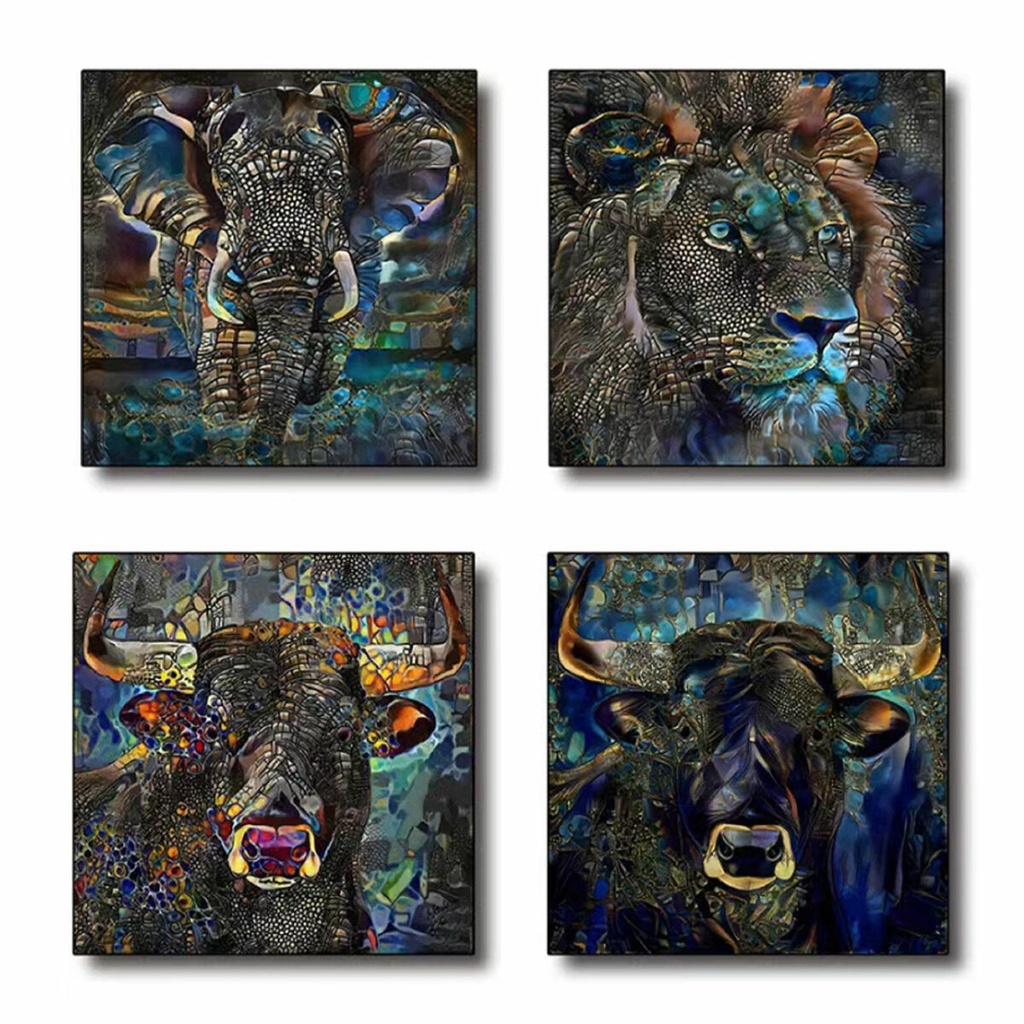 Cuadro DKD Home Decor Animales Moderno (60 x 2 x 60 cm) (4 Unidades)