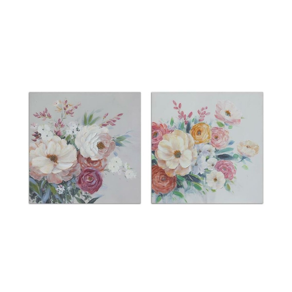 Cuadro DKD Home Decor Flores (80 x 2,8 x 80 cm) (2 Unidades)