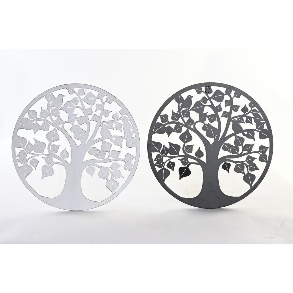Decoración de Pared DKD Home Decor Árbol Metal Tradicional (2 Unidades) (40 x 1 x 40 cm)