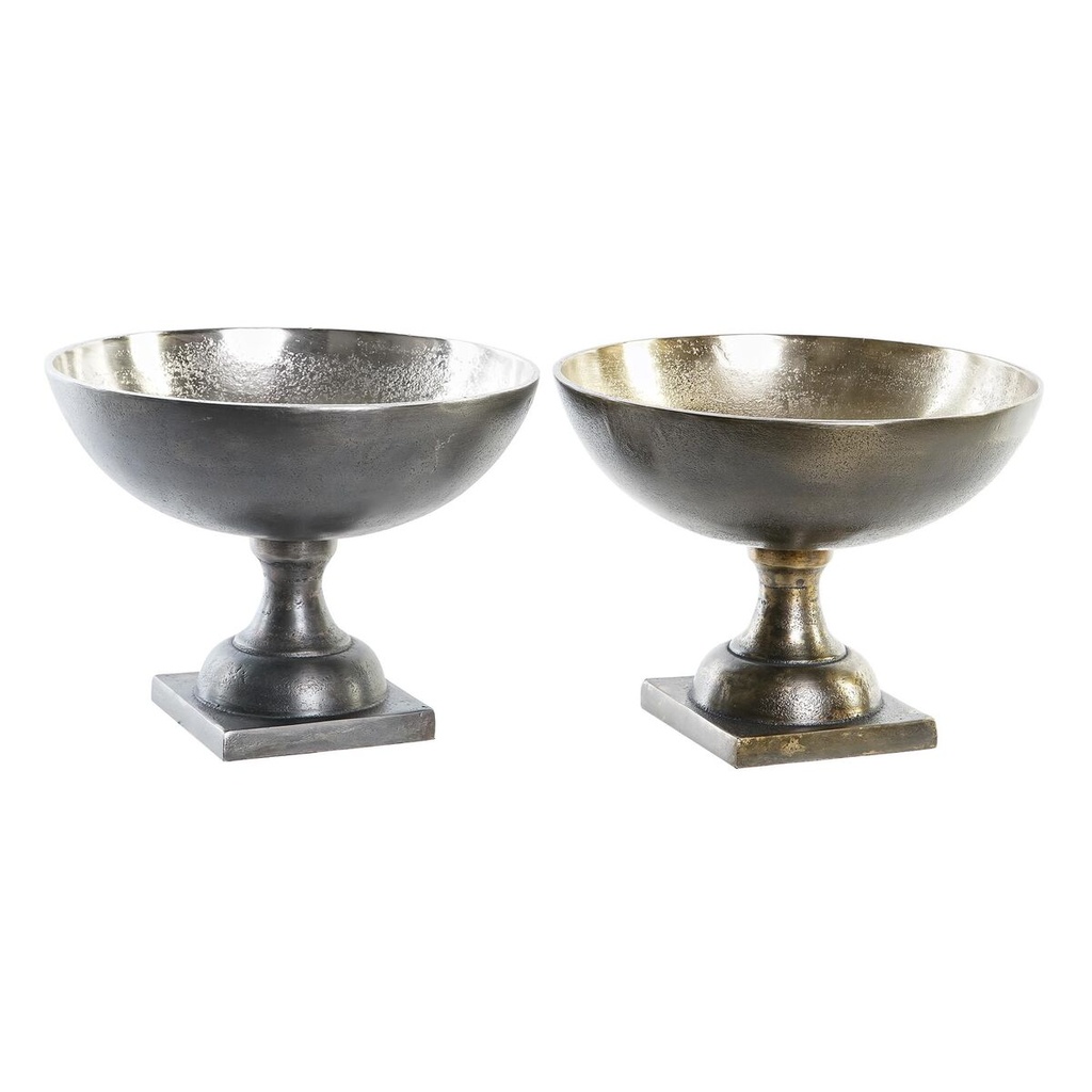 Centro de Mesa DKD Home Decor Dorado Plateado Aluminio 25 x 25 x 19 cm (2 Unidades)