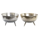 Centerpiece DKD Home Decor Golden Silver Aluminium 31 x 31 x 19,5 cm (2 Units)