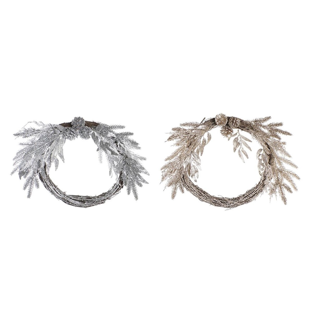 Advent wreathe DKD Home Decor Metal Polyester (50 x 6 x 40 cm) (2 Units)