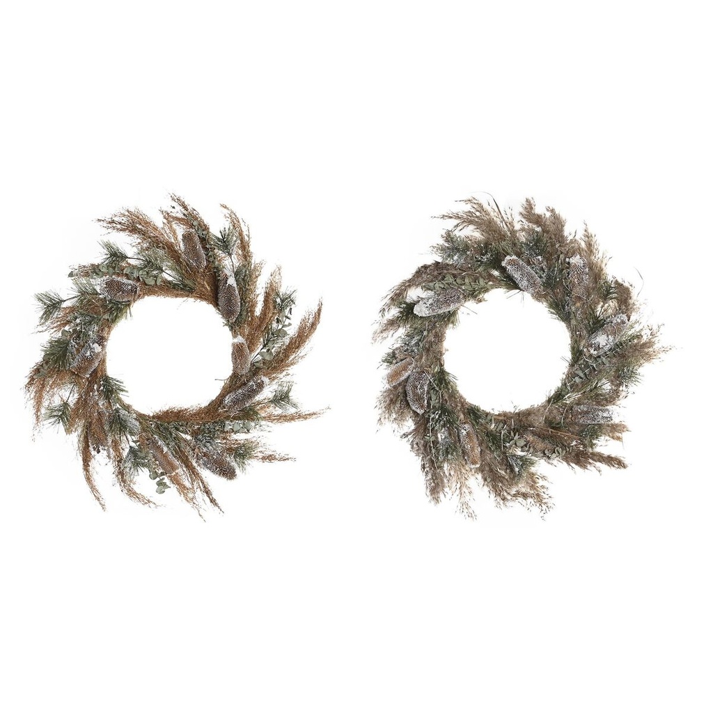 Corona de Navidad DKD Home Decor Flor (60 x 10 x 60 cm) (2 Unidades)