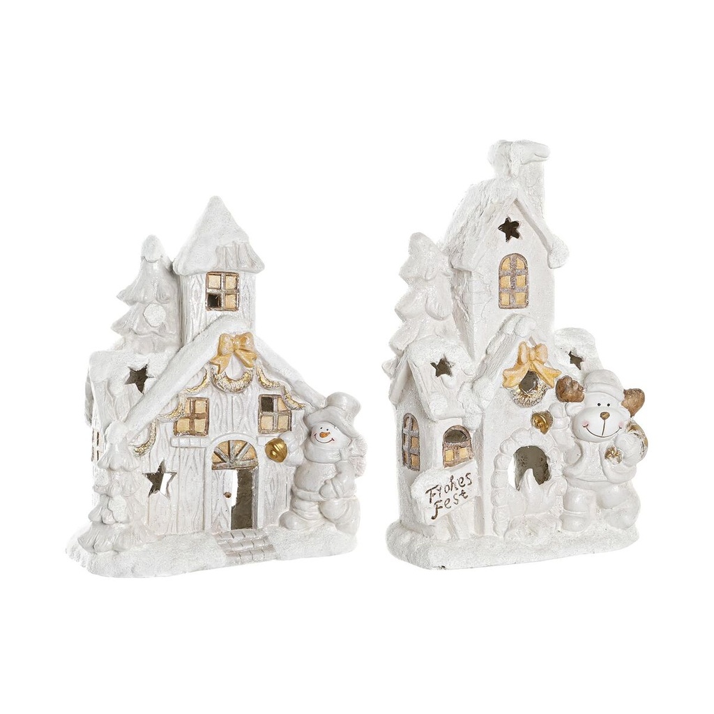Adorno Navideño DKD Home Decor Casa Nevado Magnesio (38 x 21 x 45 cm) (2 Unidades)