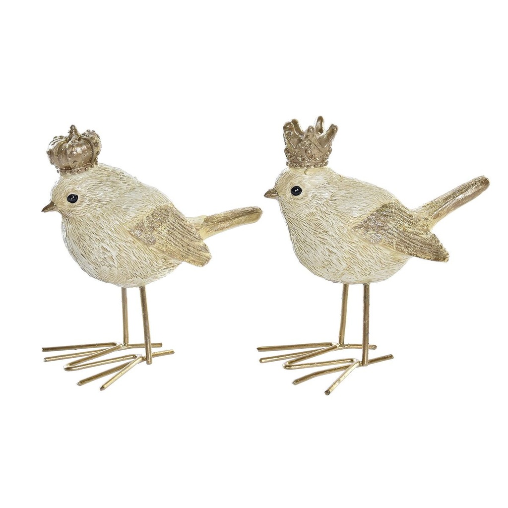 Adorno Navideño DKD Home Decor Resina Pájaro (11 x 5 x 9,5 cm) (2 Unidades)